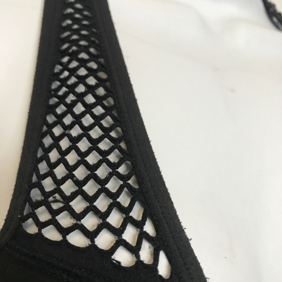 Victorias Secret PINK Sports Bra Size Small Black Fishnet Padded Cups Rave Psy - Picture 4 of 13